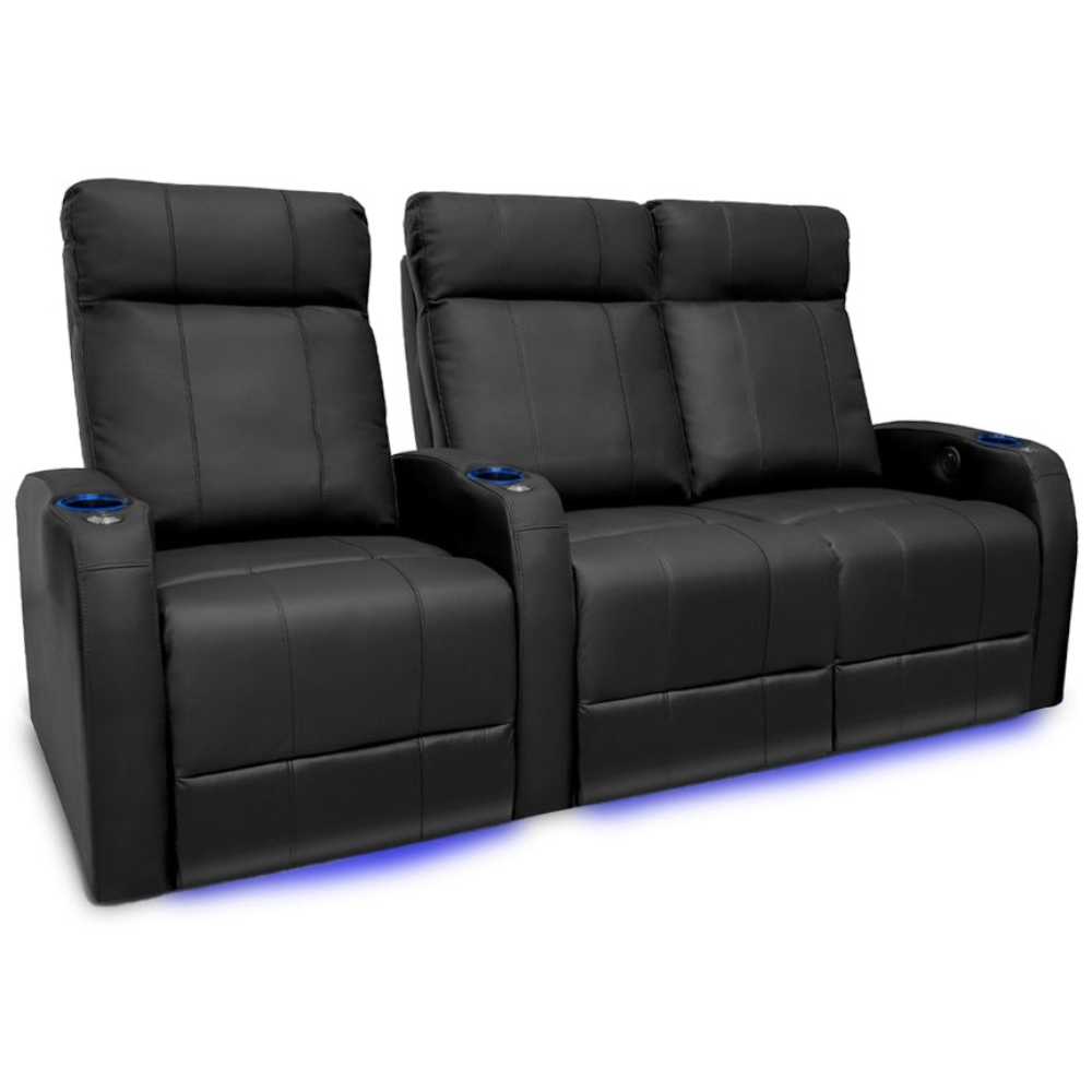 Black Valencia Syracuse Home Theater Seating Row of 3 Loveseat Right Width 80.25 Height 41.75 Depth 38.75