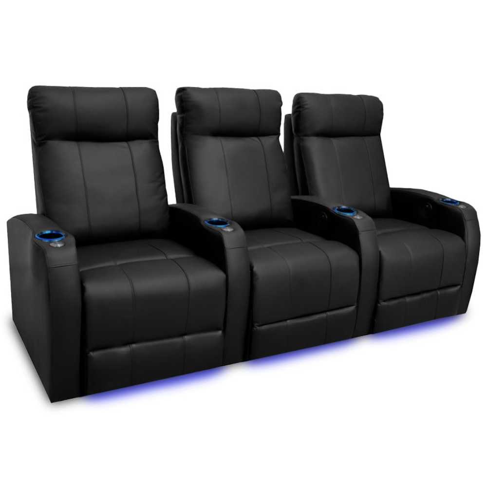 Black Valencia Syracuse Home Theater Seating Row of 3 Width 84.75 Height 41.75 Depth 38.75