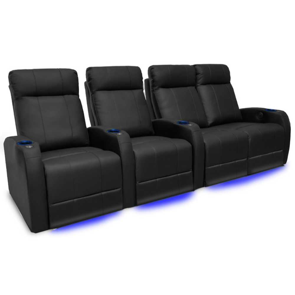 Black Valencia Syracuse Home Theater Seating Row of 4 Loveseat Right Width 107 Height 41.75 Depth 38.75