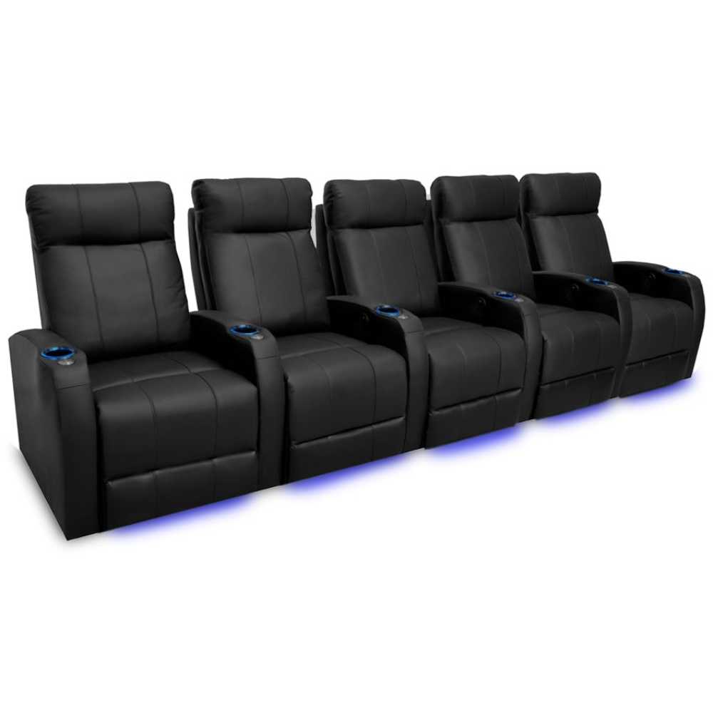 Black Valencia Syracuse Home Theater Seating Row of 5 Width 138.25 Height 41.75 Depth 38.75