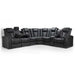 Black Valencia Tuscany Multimedia Sectional Home Theater Seating Console Left & Dropdown Center Right