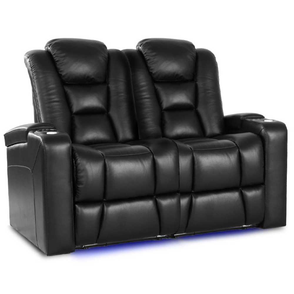 Black Valencia Venice Home Theater Seating Row of 2 Loveseat Width 61 Height 44 Depth 38.5