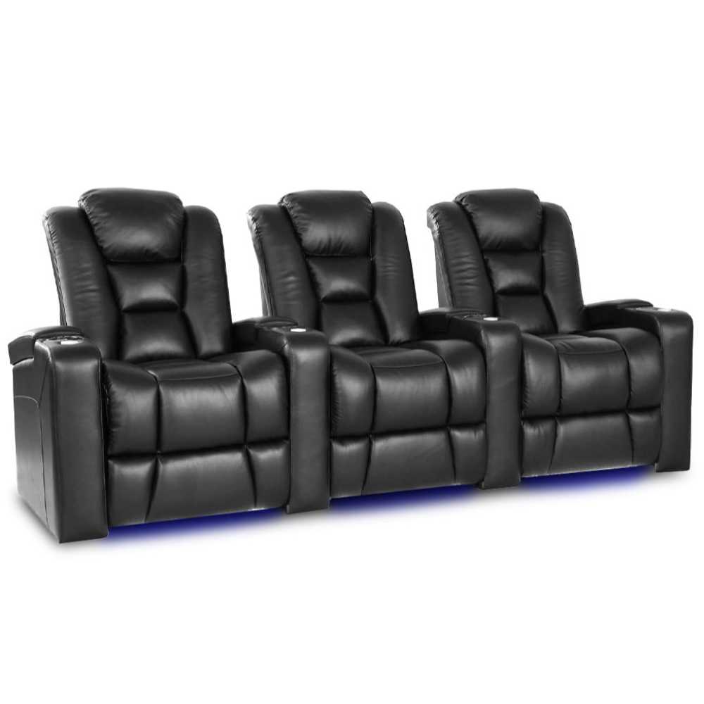 Black Valencia Venice Home Theater Seating Row of 3 Width 98 Height 44 Depth 38.5