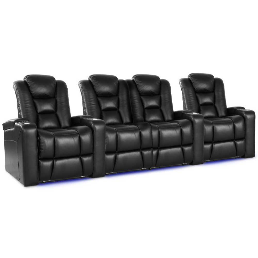 Black Valencia Venice Home Theater Seating Row of 4 Loveseat Center Width 122 Height 44 Depth 38.5