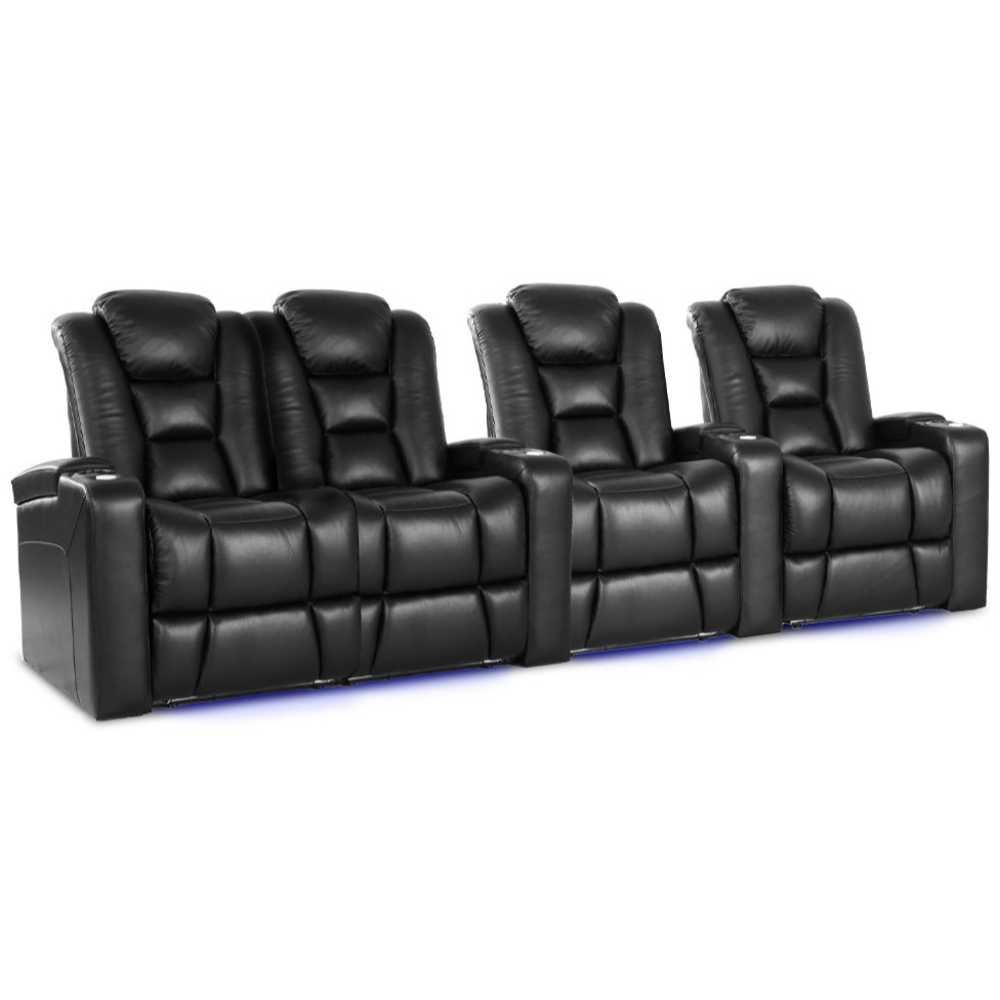 Black Valencia Venice Home Theater Seating Row of 4 Loveseat Left Width 122 Height 44 Depth 38.5