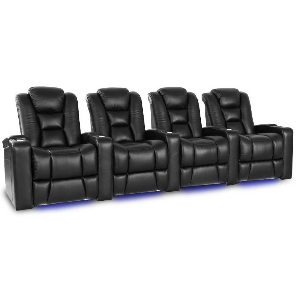 Black Valencia Venice Home Theater Seating Row of 4 Width 128.5 Height 44 Depth 38.5