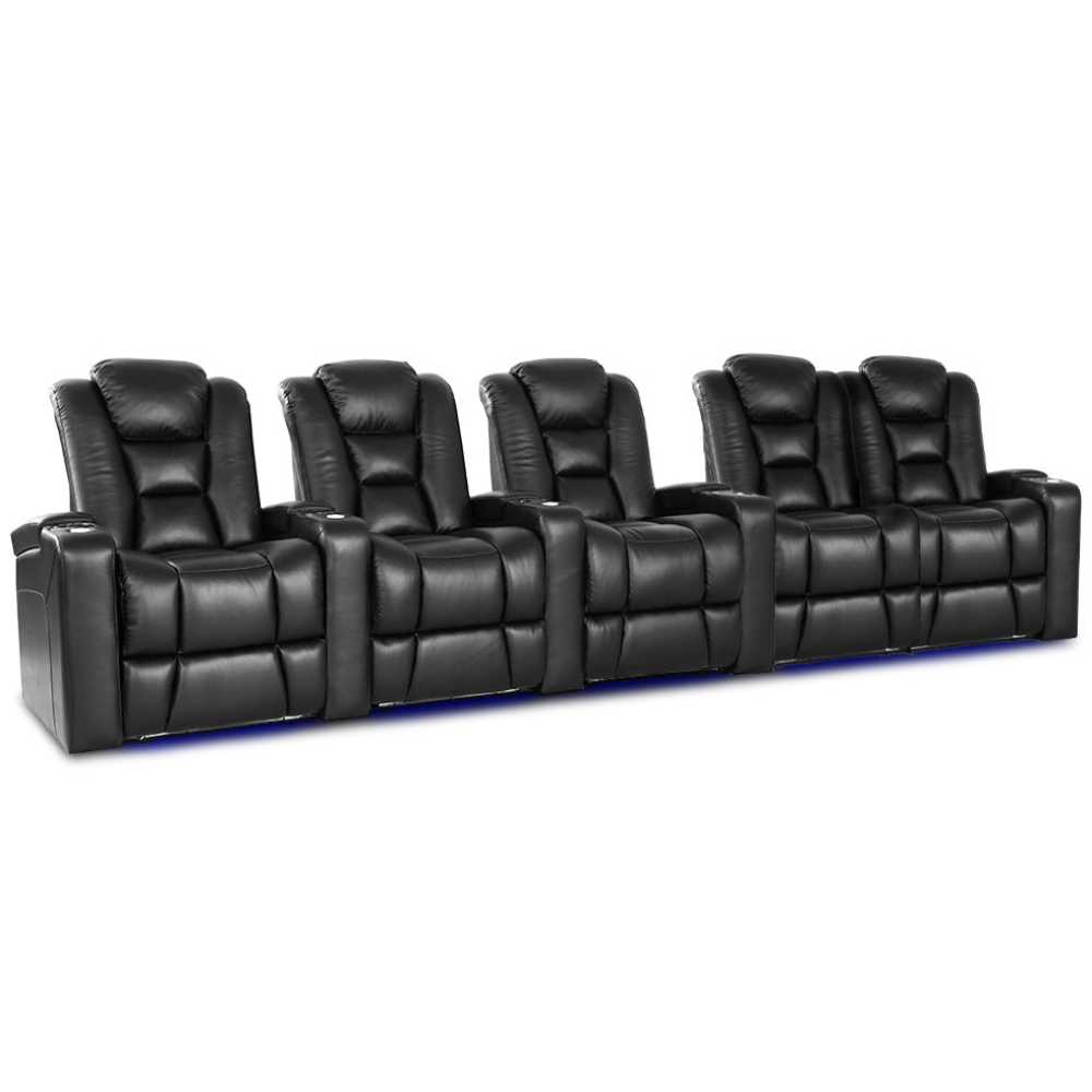 Black Valencia Venice Home Theater Seating Row of 5 Loveseat Right Width 152.5 Height 44 Depth 38.5