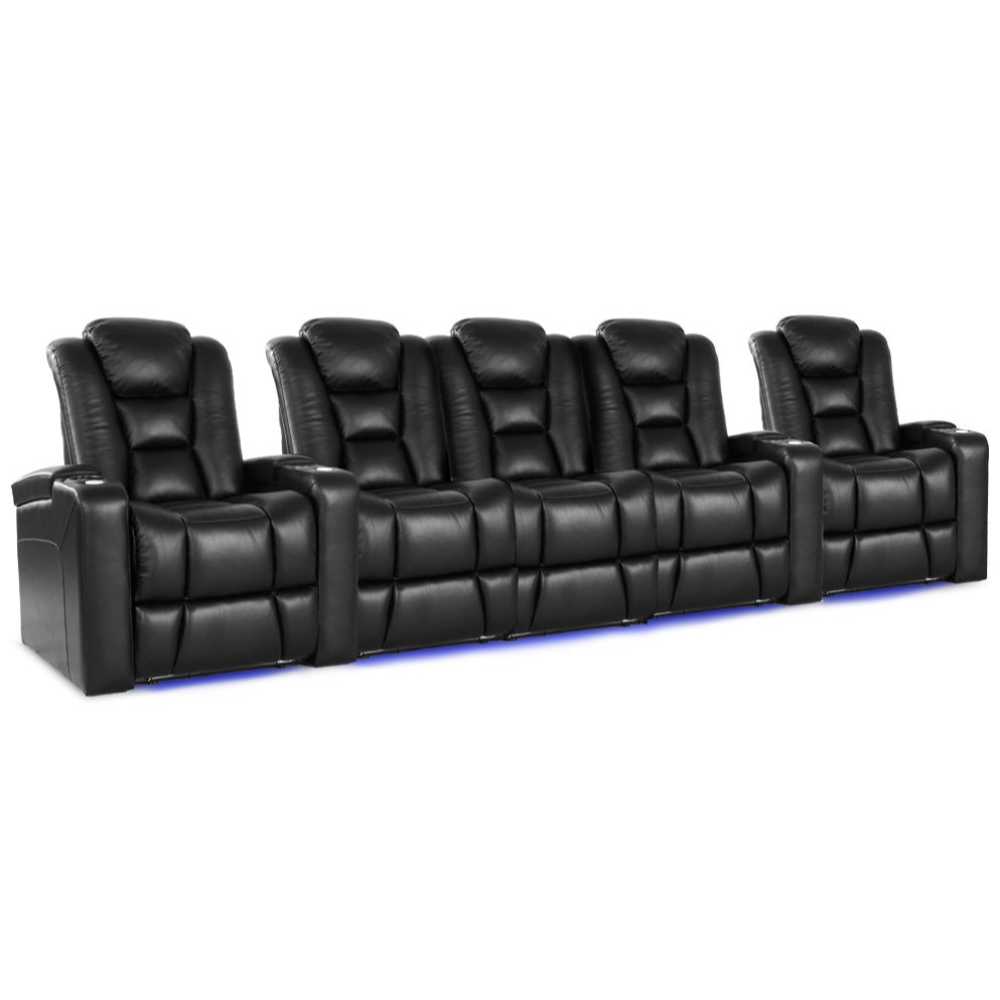 Black Valencia Venice Home Theater Seating Row of 5 Set of 3 Center Width 146 Height 44 Depth 38.5