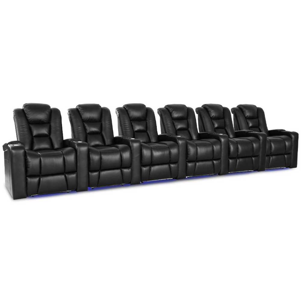 Black Valencia Venice Home Theater Seating Row of 6 Width 189.5 Height 44 Depth 38.5