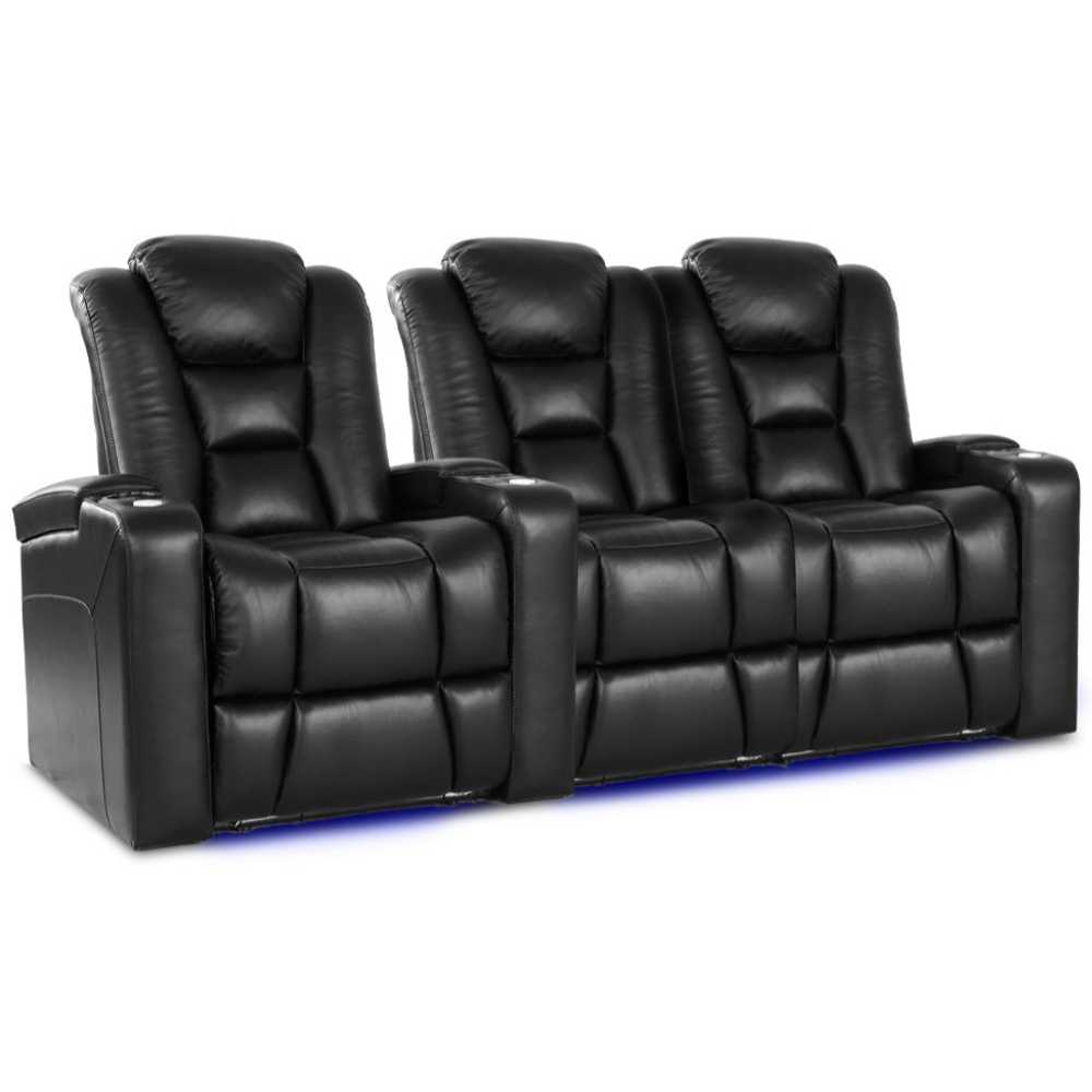 Black Valencia Venice Single Home Theater Seating Row of 3 Loveseat Right Width 91.5 Height 44 Depth 38.5