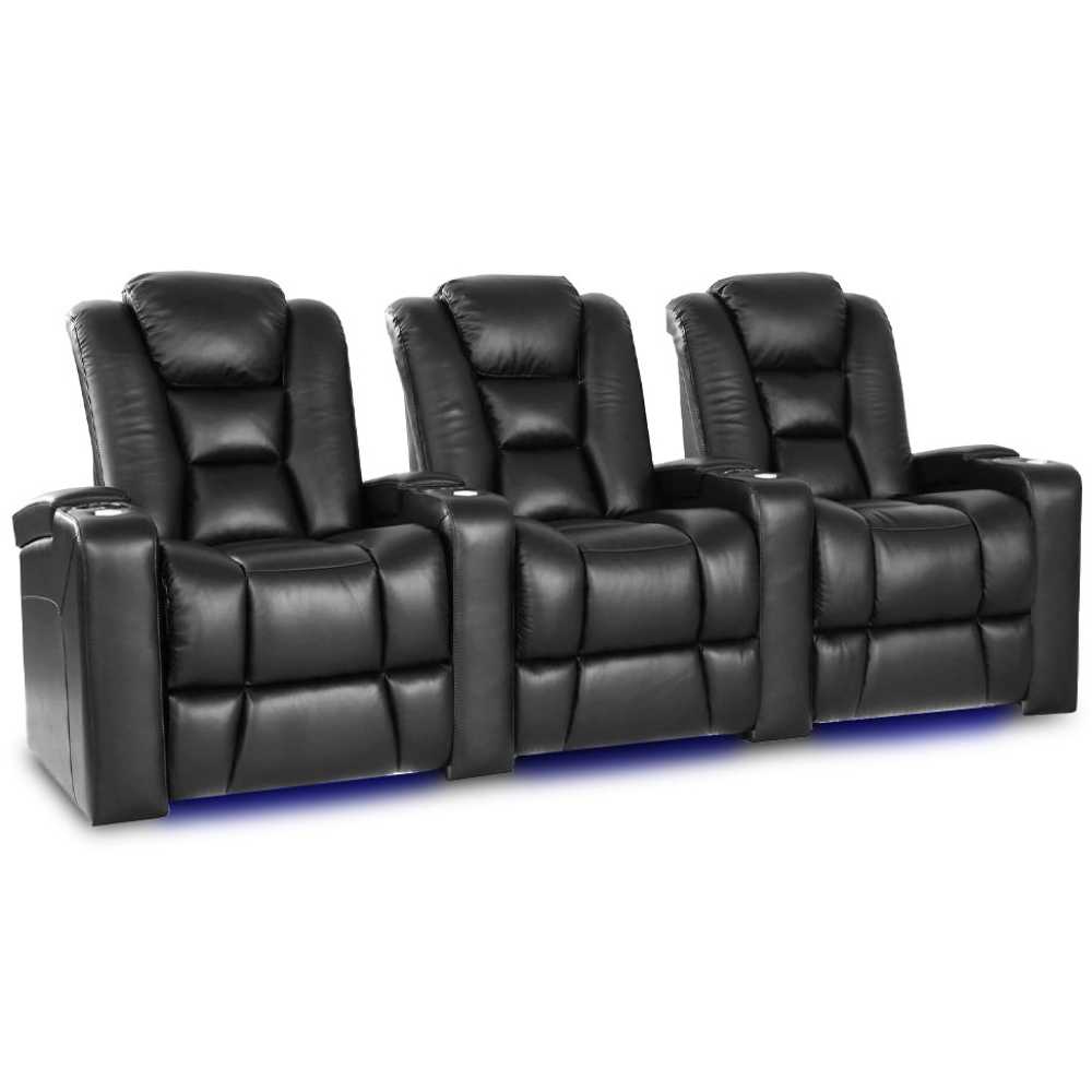 Black Valencia Venice Single Home Theater Seating Row of 3 Width 98 Height 44 Depth 38.5