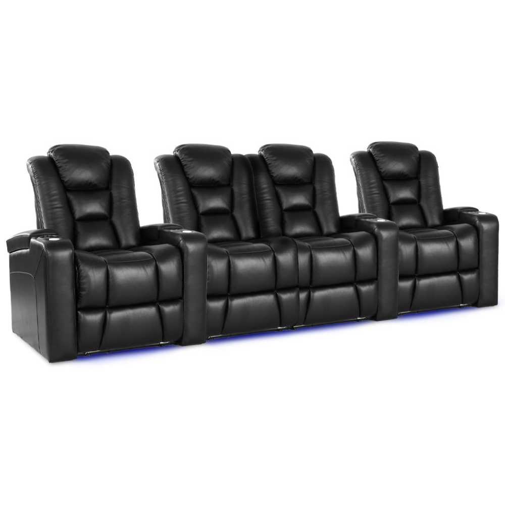 Black Valencia Venice Single Home Theater Seating Row of 4 Loveseat Center Width 122 Height 44 Depth 38.5