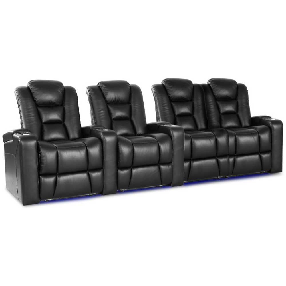 Black Valencia Venice Single Home Theater Seating Row of 4 Loveseat Right Width 122 Height 44 Depth 38.5