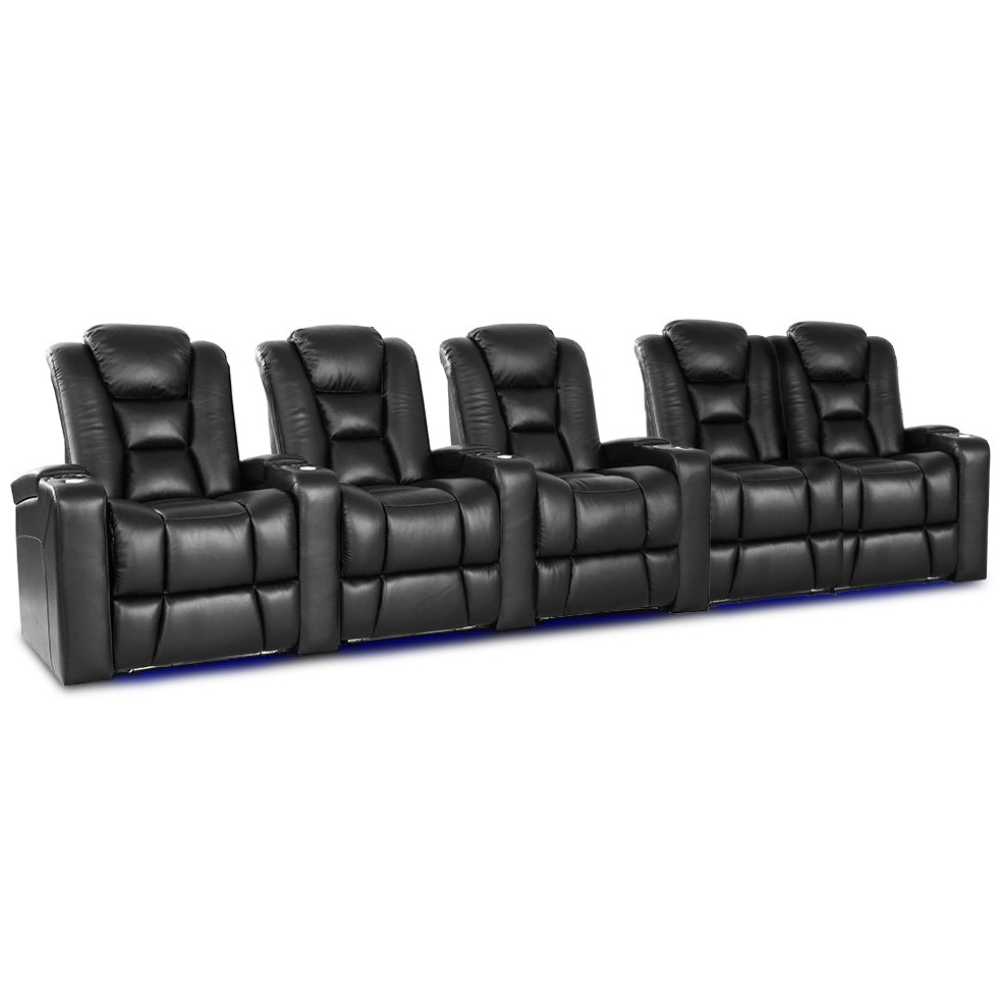 Black Valencia Venice Single Home Theater Seating Row of 5 Loveseat Right Width 152.5 Height 44 Depth 38.5