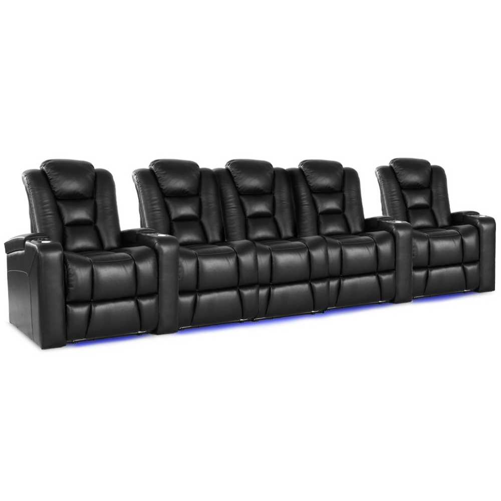 Black Valencia Venice Single Home Theater Seating Row of 5 Set of 3 Center Width 146 Height 44 Depth 38.5