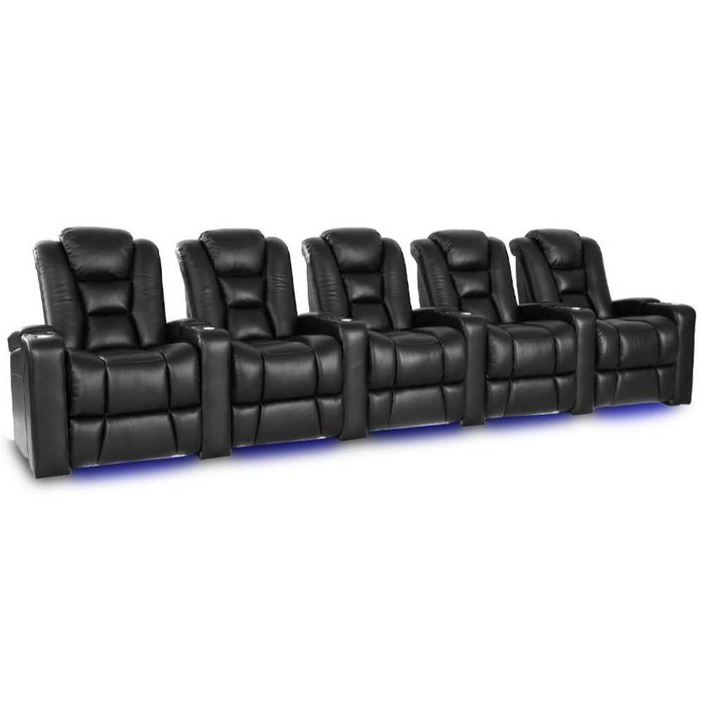 Black Valencia Venice Single Home Theater Seating Row of 5 Width 159 Height 44 Depth 38.5