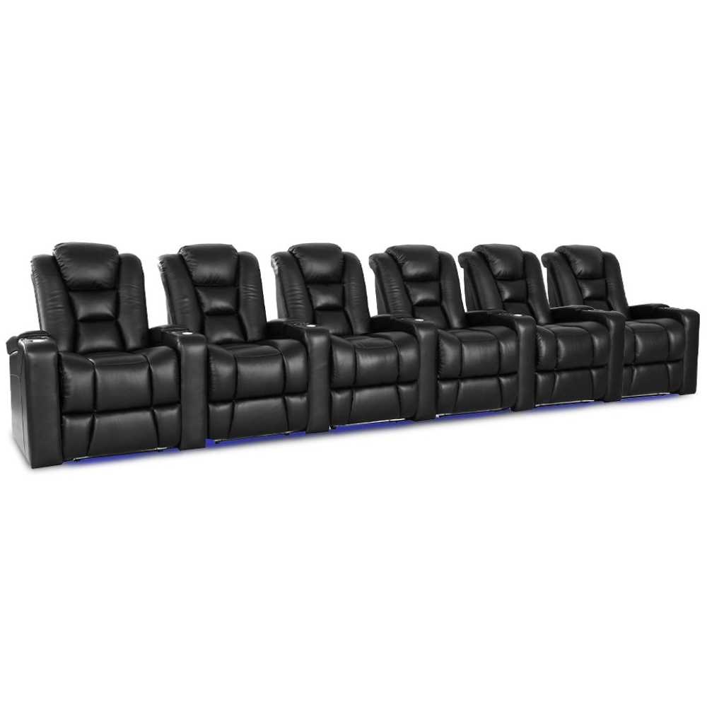 Black Valencia Venice Single Home Theater Seating Row of 6 Width 189.5 Height 44 Depth 38.5