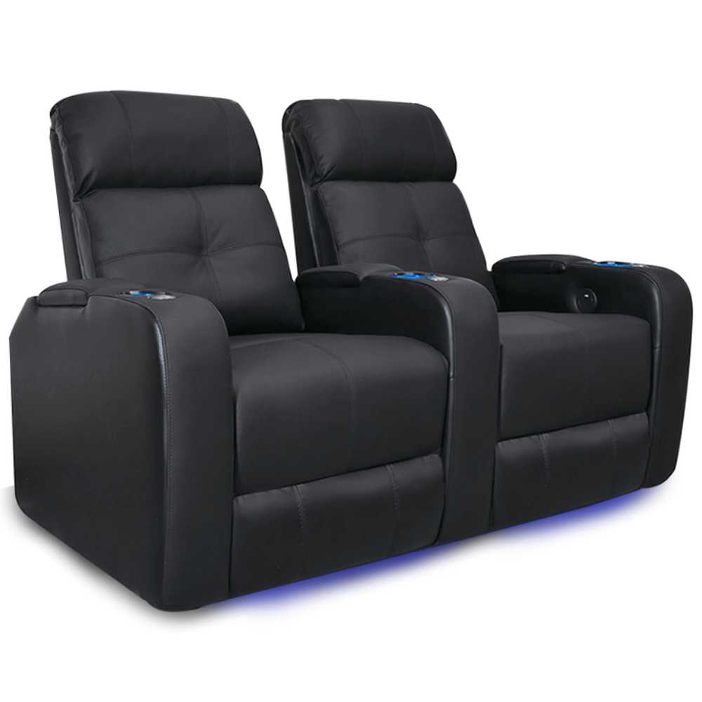 Black Valencia Verona Home Theater Seating Row of 2 Width 61.75 Height 42 Depth 36