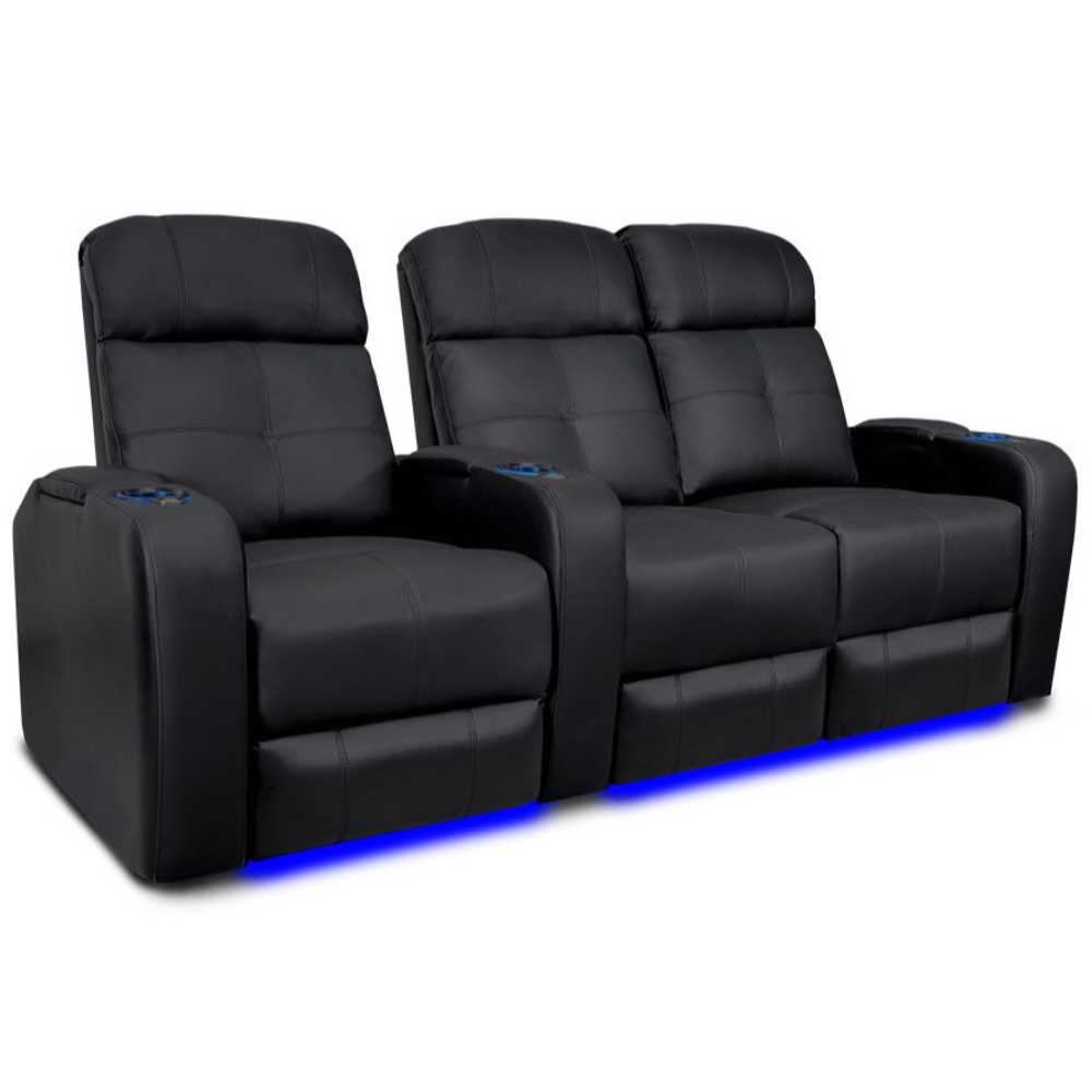 Black Valencia Verona Home Theater Seating Row of 3 Loveseat Right Width 83.25 Height 42 Depth 36