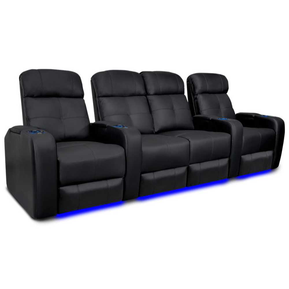 Black Valencia Verona Home Theater Seating Row of 4 Loveseat Center Width 111 Height 42 Depth 36