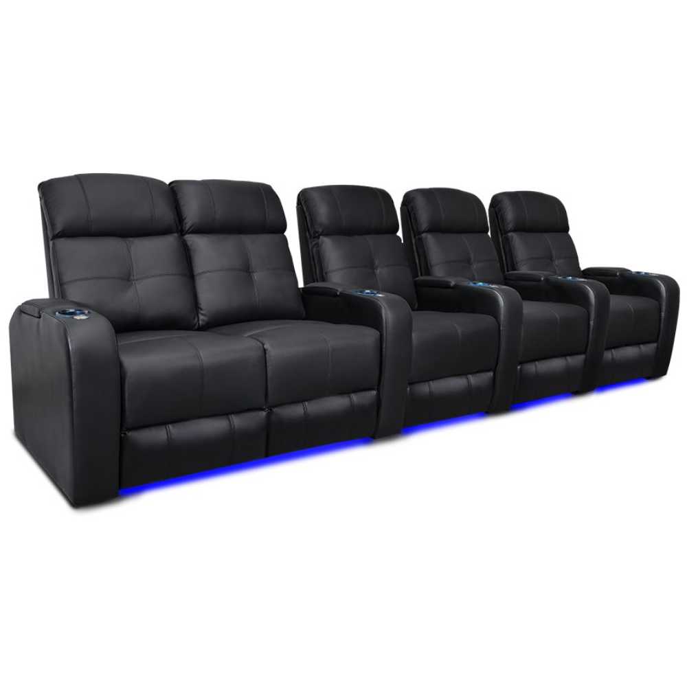 Black Valencia Verona Home Theater Seating Row of 5 Loveseat Left Width 140 Height 42 Depth 36