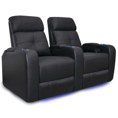 Black Valencia Verona Power Headrest Edition Home Theater Seating Row of 2 Width 61.75 Height 42 Depth 36