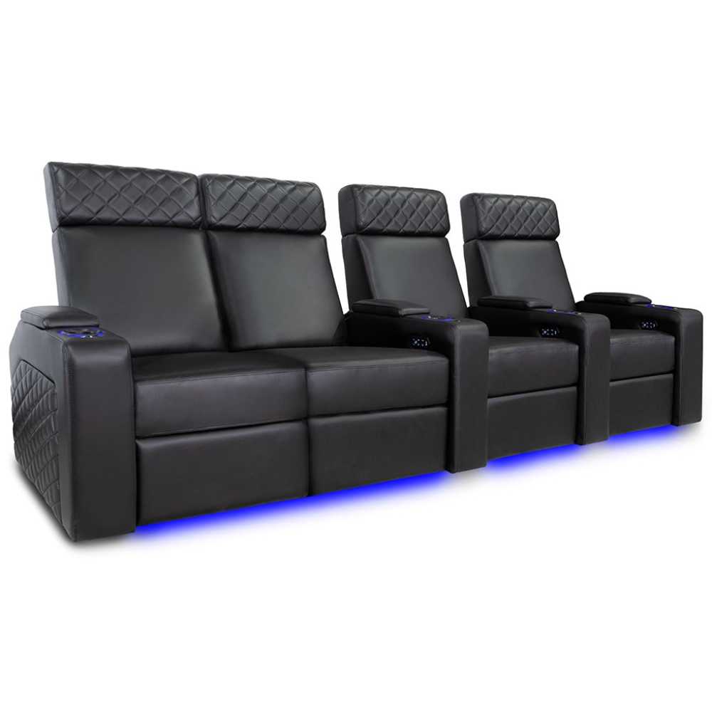 Black Valencia Zurich Home Theater Seating Row of 4 Loveseat Left Width 116 Height 43.75 Depth 36