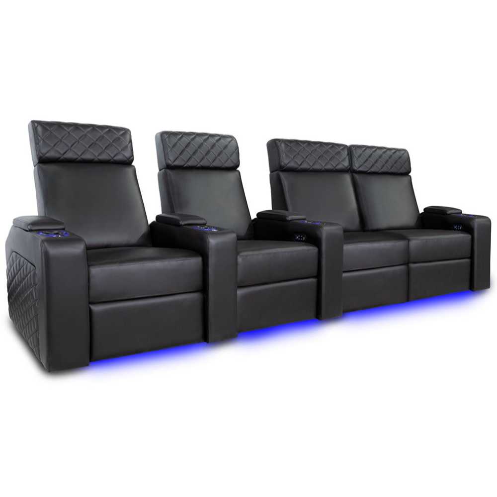 Black Valencia Zurich Home Theater Seating Row of 4 Loveseat Right Width 116 Height 43.75 Depth 36