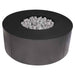 Black Warming Trends AON Steel Circular Fire Pit Table displays its center filled with pale gray lava rocks