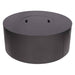 Black Warming Trends AON Steel Circular Fire Pit Table with a closed circular top cover is shown from an angle