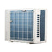 Blue condenser coils and a white protective grille are visible from the rear angle of ACiQ 9000 BTU Essentials 21 SEER2 Single Zone Wall Mount Mini Split Heat Pump System