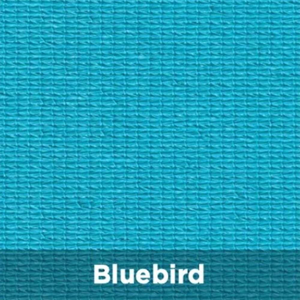 Bluebird Tenshon Equilateral Triangle Shade Sail fabric color sample featuring a vibrant bluebird blue woven shade material