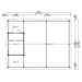 Blueprint shows the floorplan of GardenHouse24 USA Carport Hugo 44 Garden Room, outlining separate areas for storage and dual car spaces