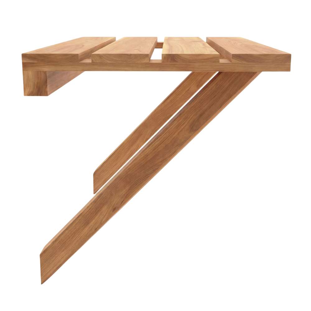 Bottom view highlights the angled wooden brackets of the Outdoor Living Today 8ft Western Red Cedar Shed Shelves (Set of 3)