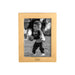 Brass Cleveland Browns Crate & Barrel NFL Signature Tabletop Picture Frame featuring a simple metallic design surrounding a black-and-white photo of a child playing with a football