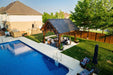 Brookside Timber Frame Alpine Lodge Pavilion sits beautifully by a pool
