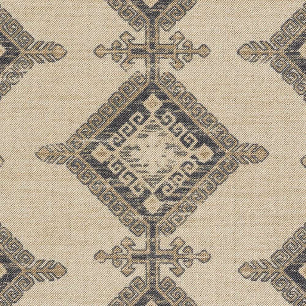 Central diamond motif of Momeni Anatolia Indoor Rug - ANA-10 Charcoal featuring intricate tribal-inspired designs in neutral tones