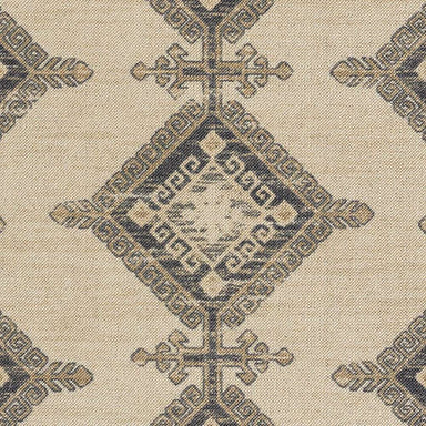 Central diamond motif of Momeni Anatolia Indoor Rug - ANA-10 Charcoal featuring intricate tribal-inspired designs in neutral tones