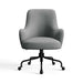 Charcoal Linen Linen Weave Crate & Barrel Bellevue Upholstered Office Chair in charcoal gray fabric with a cushioned seat curved arms and caster base