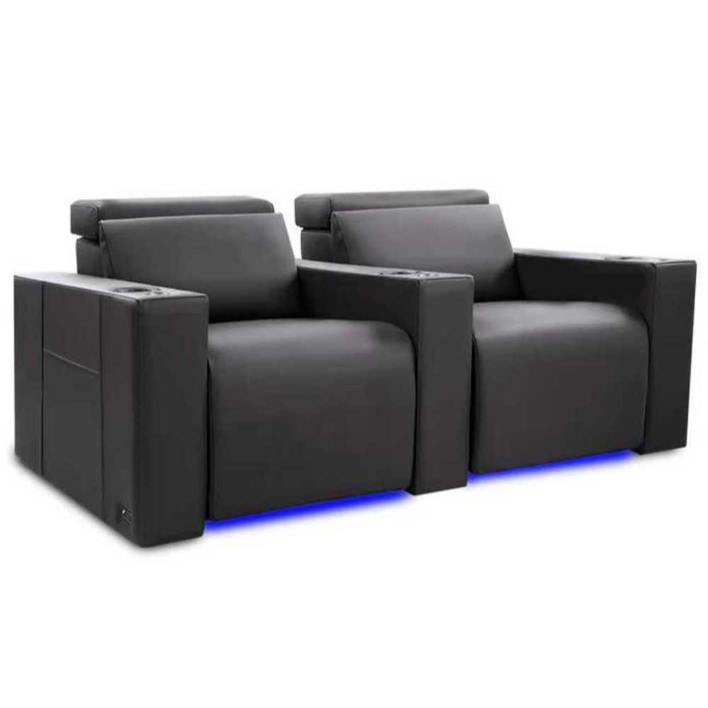 Charcoal Grey Valencia Barcelona Home Theater Seating Row of 2 Width 69 Height 35.5 Depth 41