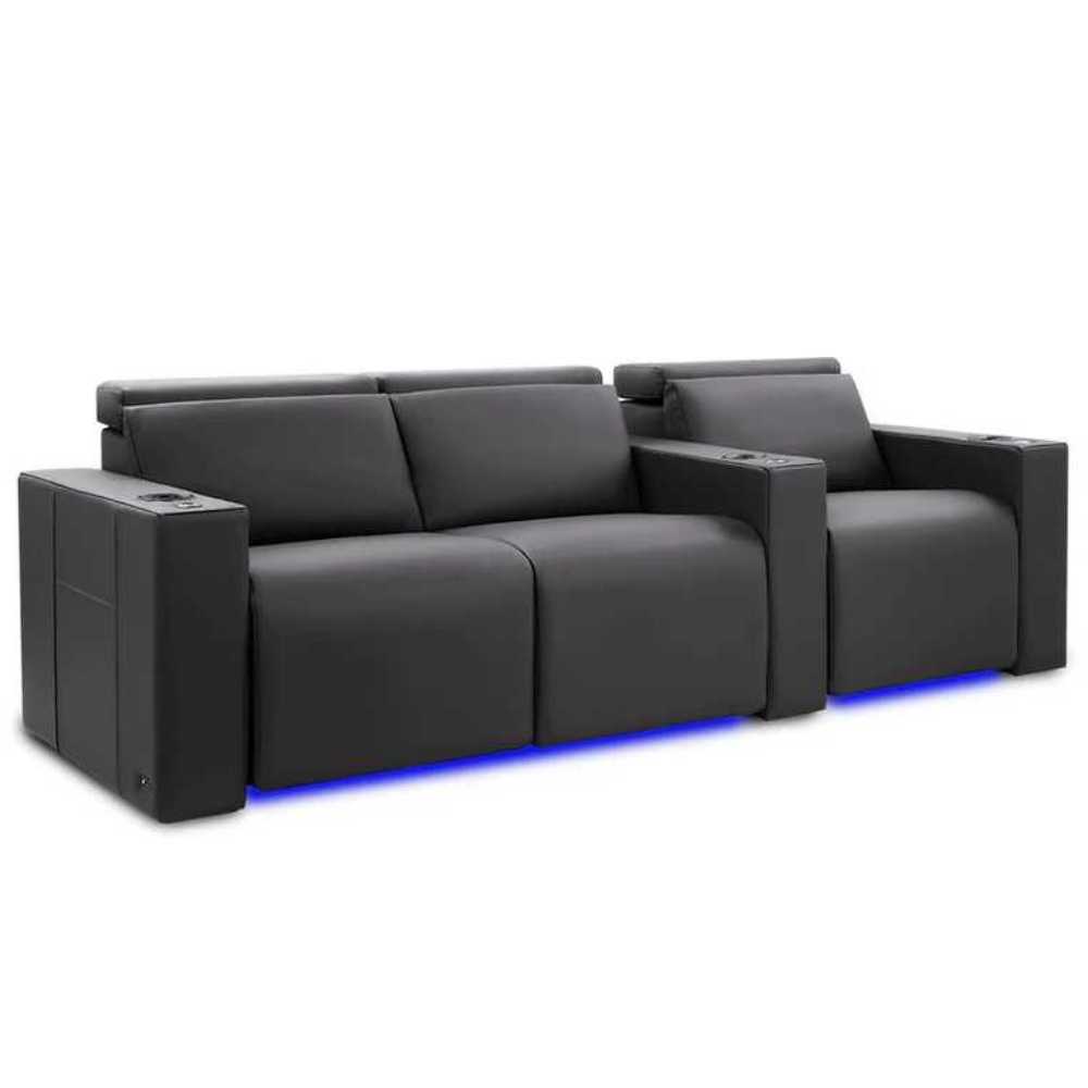 Charcoal Grey Valencia Barcelona Home Theater Seating Row of 3 Loveseat Left Width 93 Height 35.5 Depth 41