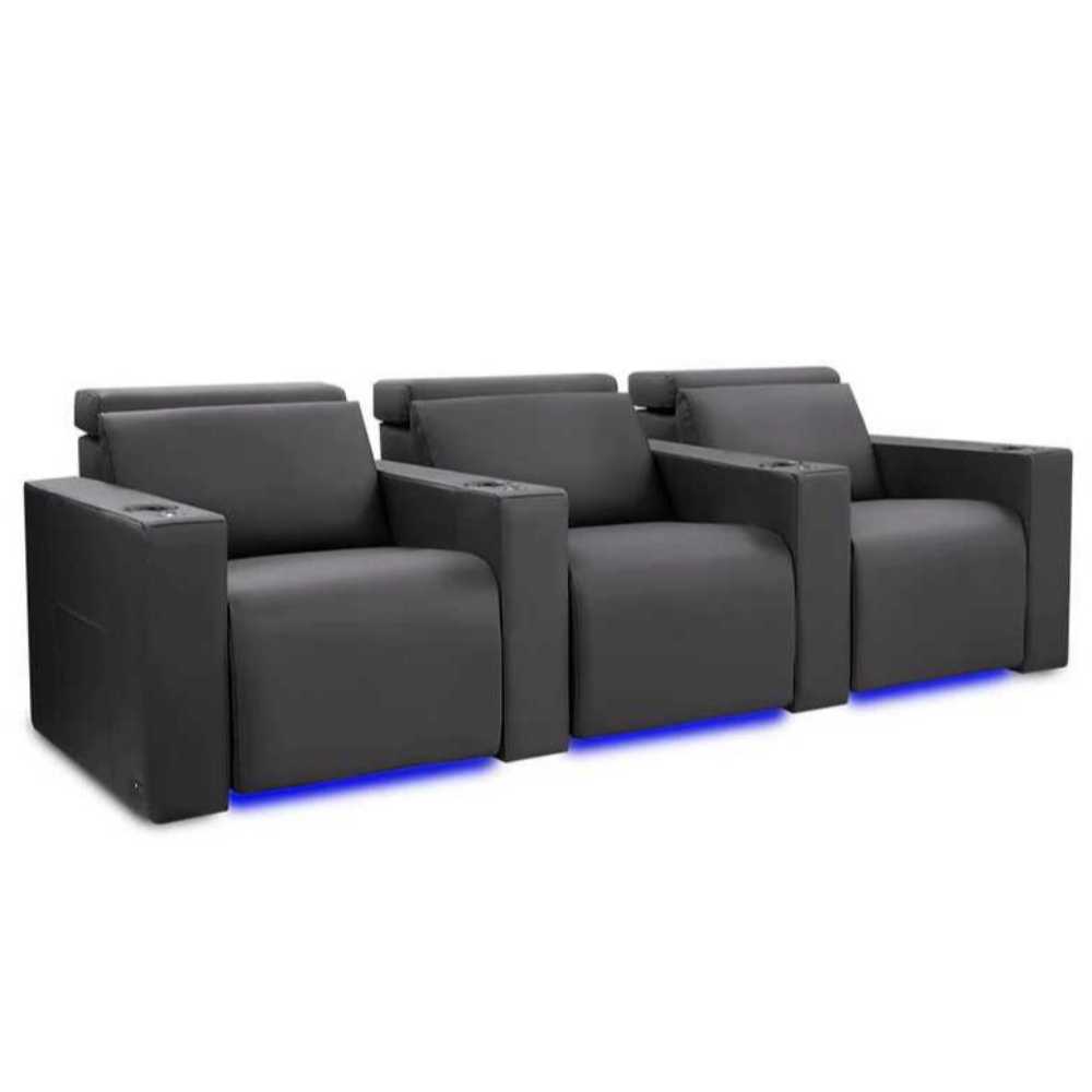 Charcoal Grey Valencia Barcelona Home Theater Seating Row of 3 Width 100 Height 35.5 Depth 41