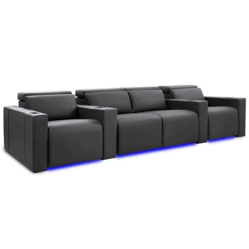 Charcoal Grey Valencia Barcelona Home Theater Seating Row of 4 Loveseat Center Width 124 Height 35.5 Depth 41