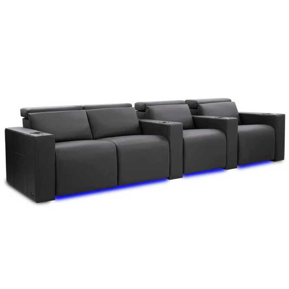 Charcoal Grey Valencia Barcelona Home Theater Seating Row of 4 Loveseat Left Width 124 Height 35.5 Depth 41