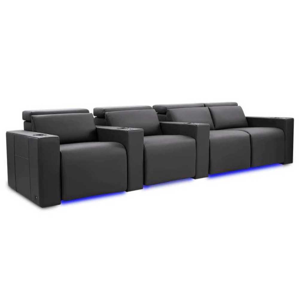 Charcoal Grey Valencia Barcelona Home Theater Seating Row of 4 Loveseat Right Width 124 Height 35.5 Depth 41