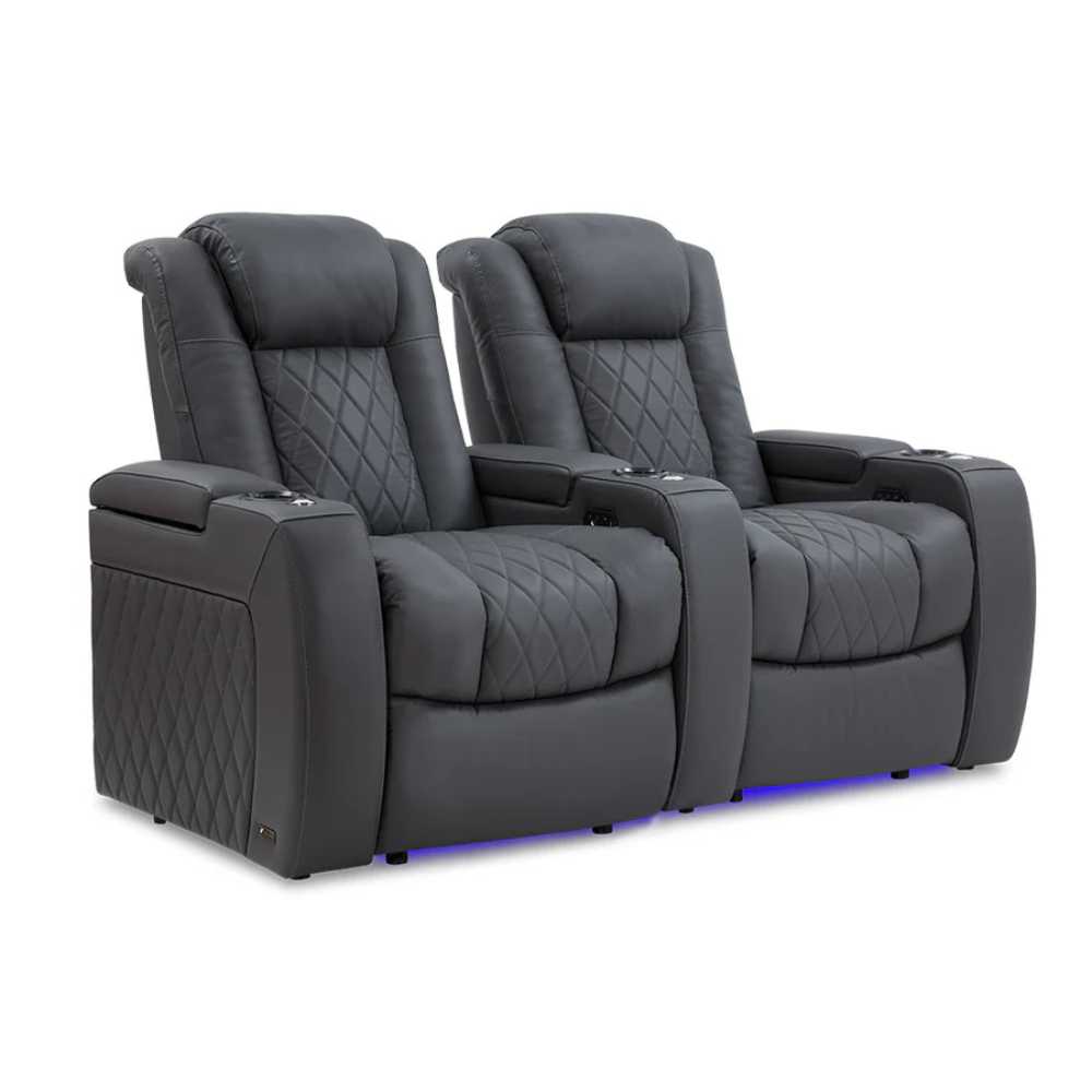 Charcoal Grey Valencia Tuscany Home Theater Seating Row of 2 Width 68.25 Height 43.5 Depth 40