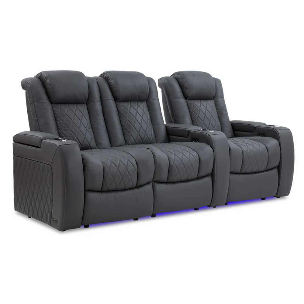 Charcoal Grey Valencia Tuscany Home Theater Seating Row of 3 Loveseat Left Width 92.25 Height 43.5 Depth 40