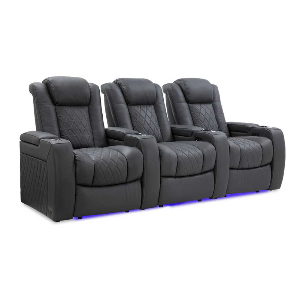 Charcoal Grey Valencia Tuscany Home Theater Seating Row of 3 Width 99 Height 43.5 Depth 40