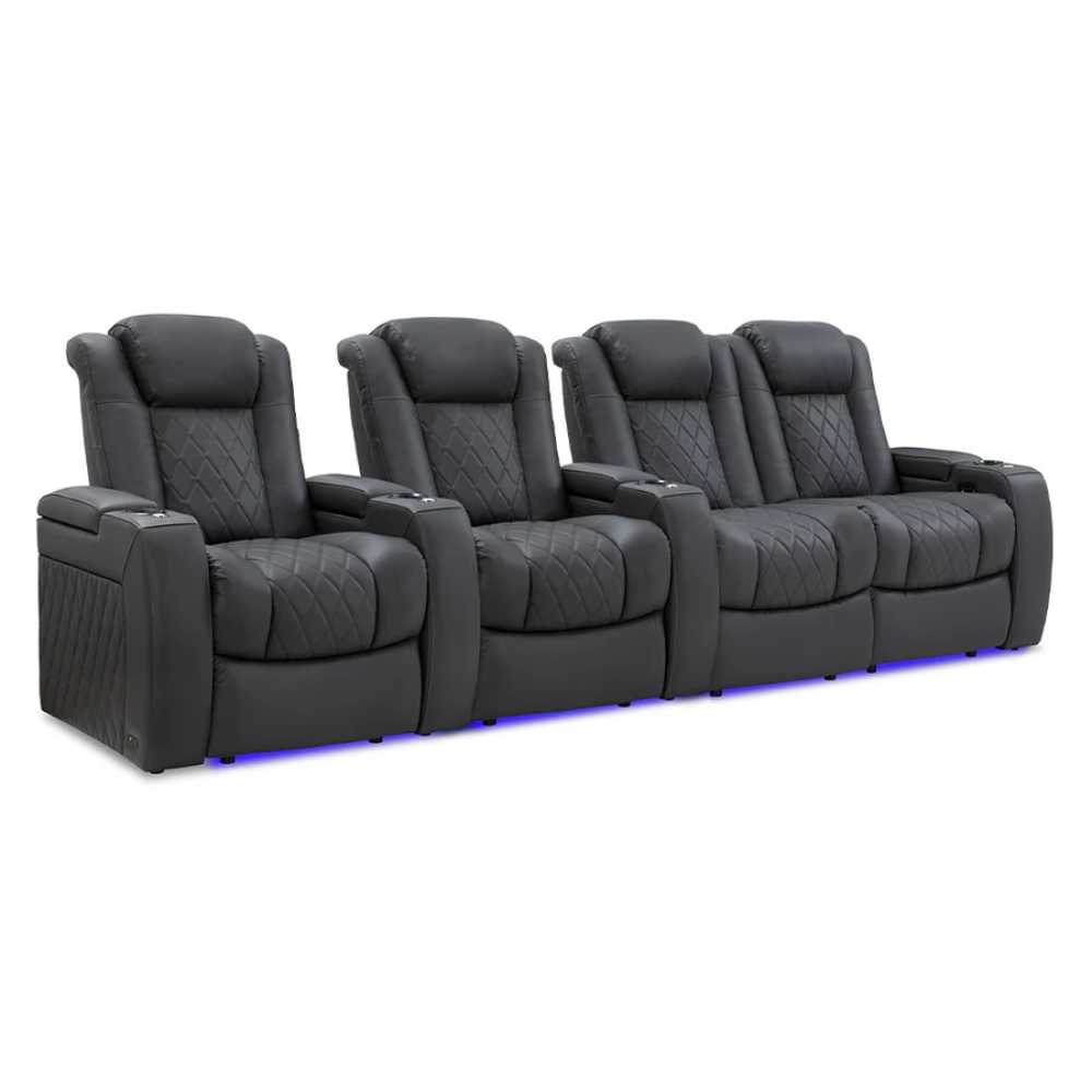 Charcoal Grey Valencia Tuscany Home Theater Seating Row of 4 Loveseat Right Width 123 Height 43.5 Depth 40