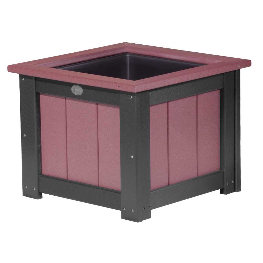 Cherrywood and Black LuxCraft Poly Lumber Square Planter in 24in and 15in